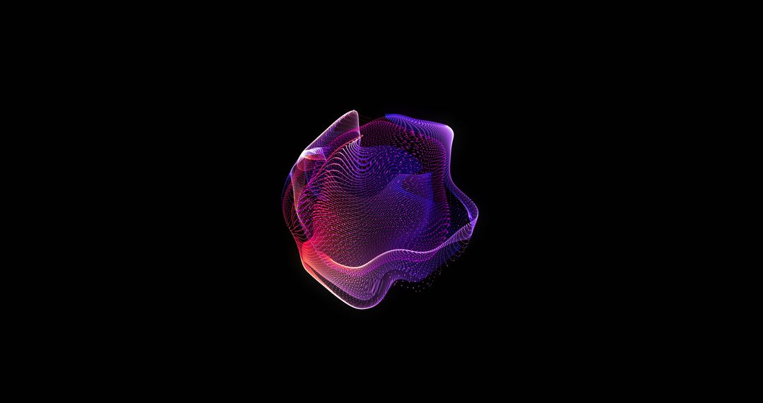Abstract Futuristic Rotating 3D Shape on Black Background