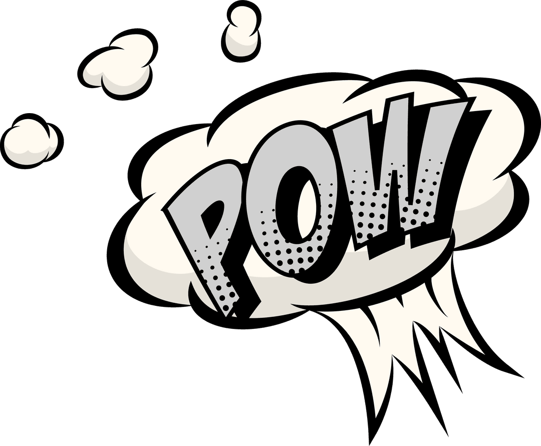 Pow Comic Style Explosion on Transparent Background