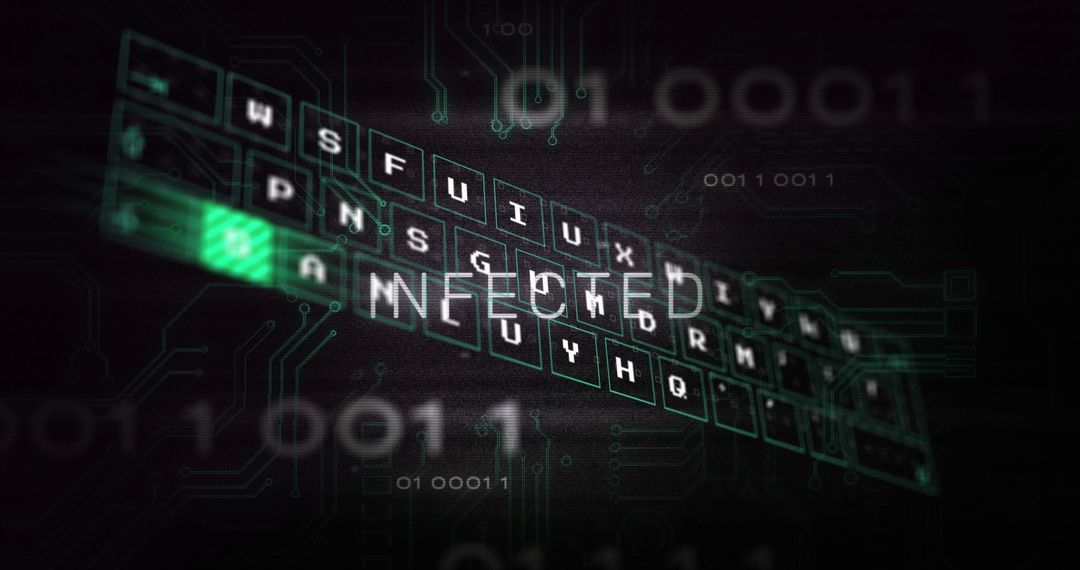Futuristic Keyboard with Glitched Infected Message Concept