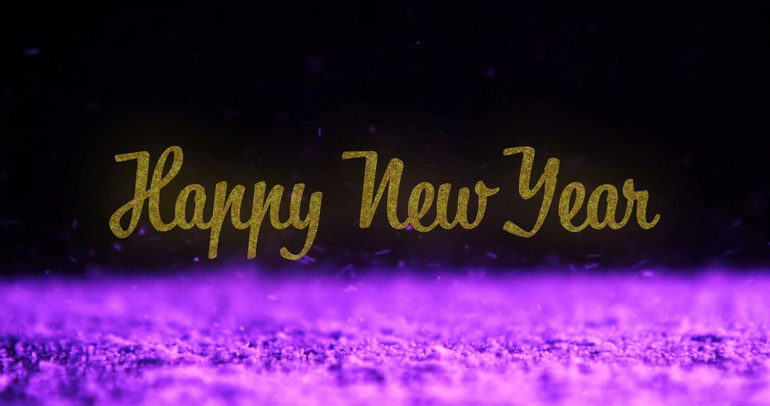 Golden New Year Message with Purple Glow Celebration