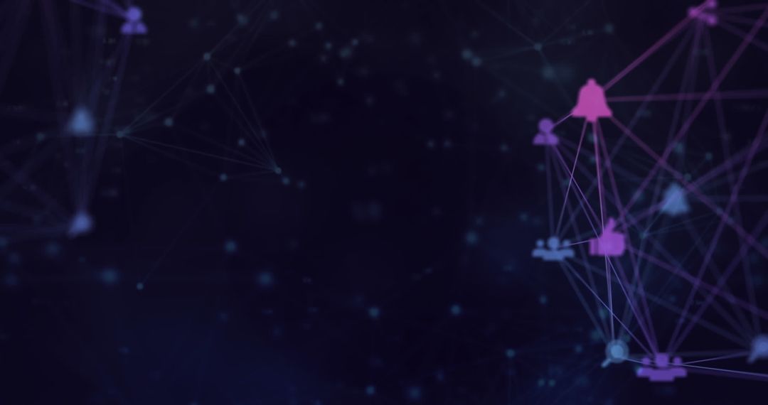 Abstract Digital Network of Holographic Icon Connections