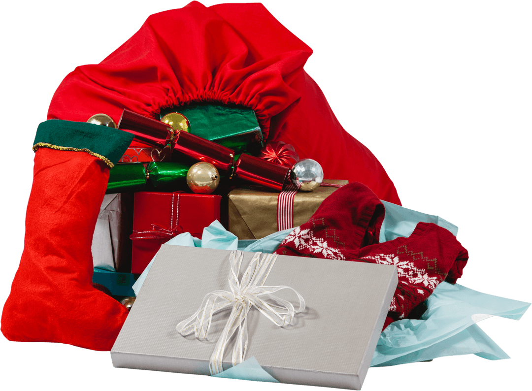 Transparent Santa Bag with Variety of Gift Packages