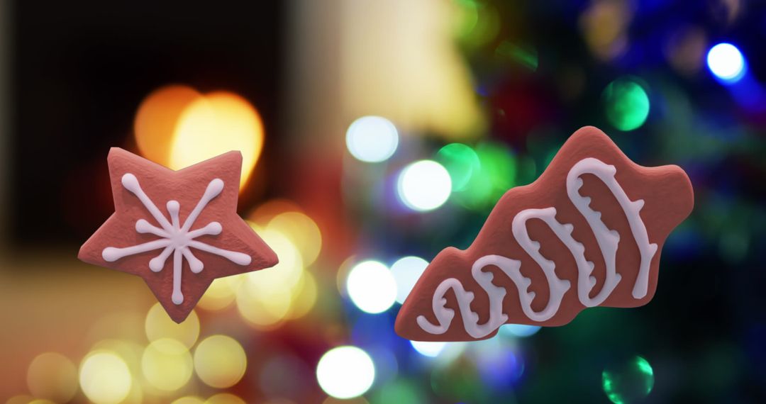 Festive Gingerbread Cookies with Colorful Christmas Lights
