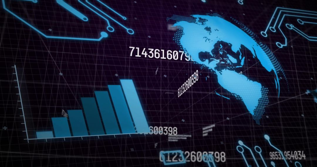 Futuristic Global Financial Data Visualization with Digital Globe