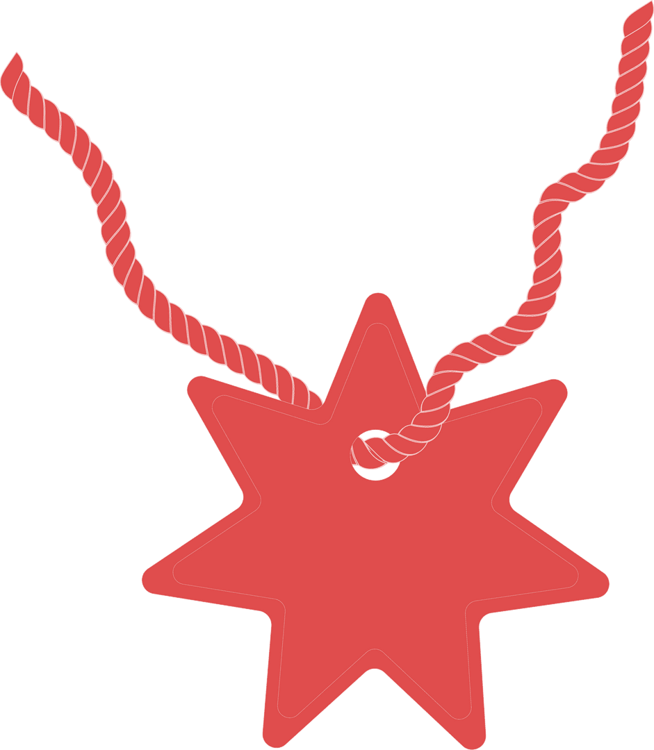 Red Star Badge with Copy Space on Transparent Background