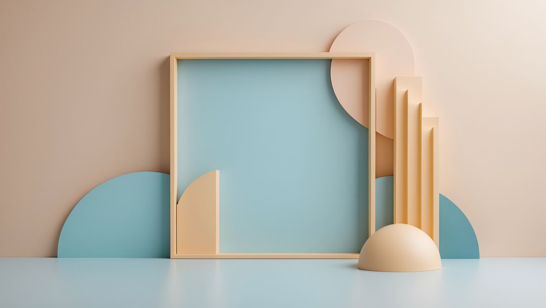 Minimalist Geometric Composition with Frame and Columns