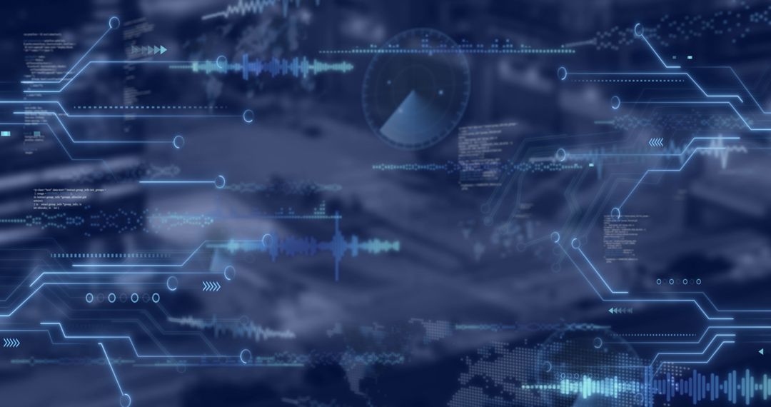 Futuristic Digital Interface with Dynamic Data Graphics