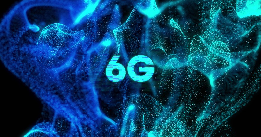 Futuristic 6G Digital Interface Concept with Glowing Waves