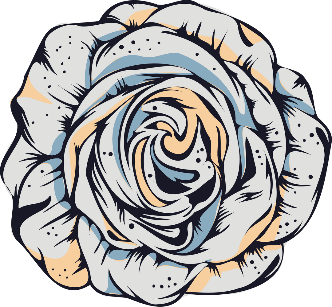 Transparent Stylized Rose Graphic with Swirling Petals