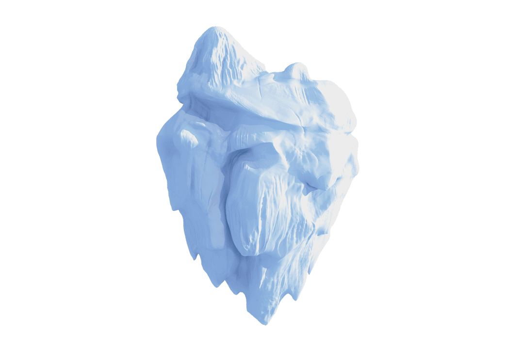 Transparent Blue Iceberg Floating Detailed Ocean Formation