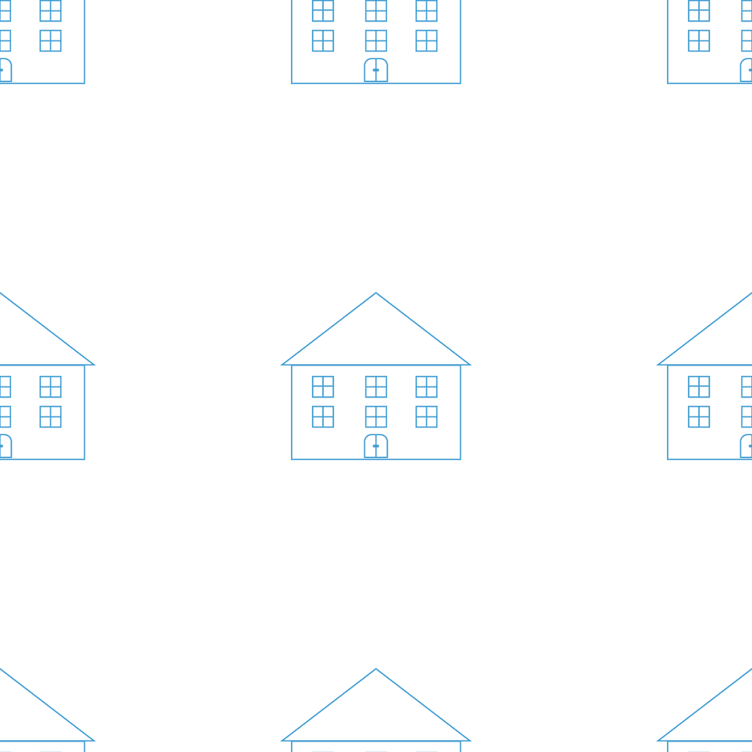 Seamless Blue House Pattern Repeat on Transparent Background