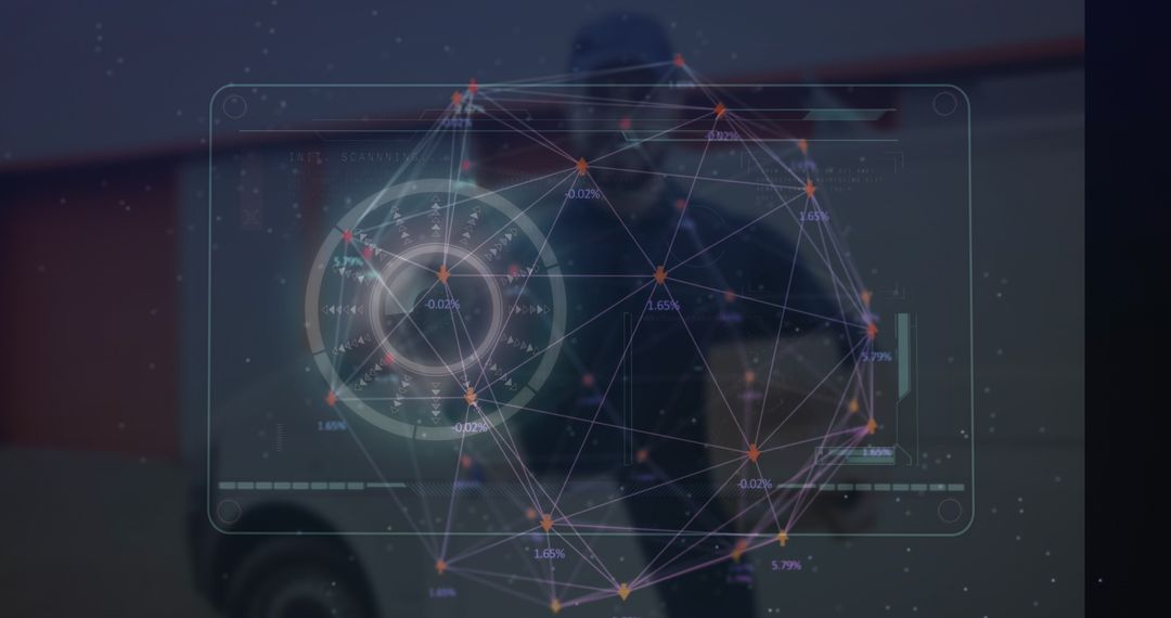 Futuristic Digital Interface Overlaying Network of Connections