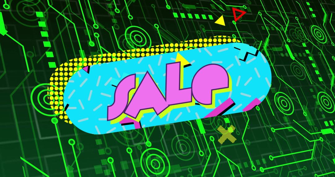 Digital Sale Overlay on Circuit Board Background