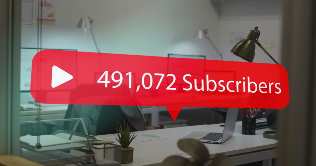Social Media Subscribers Counter Over Modern Office Desk