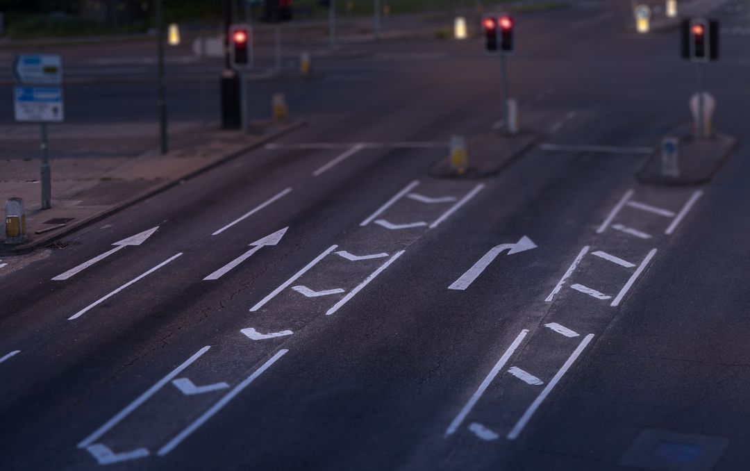 Empty Intersection at Dusk with Traffic Signals