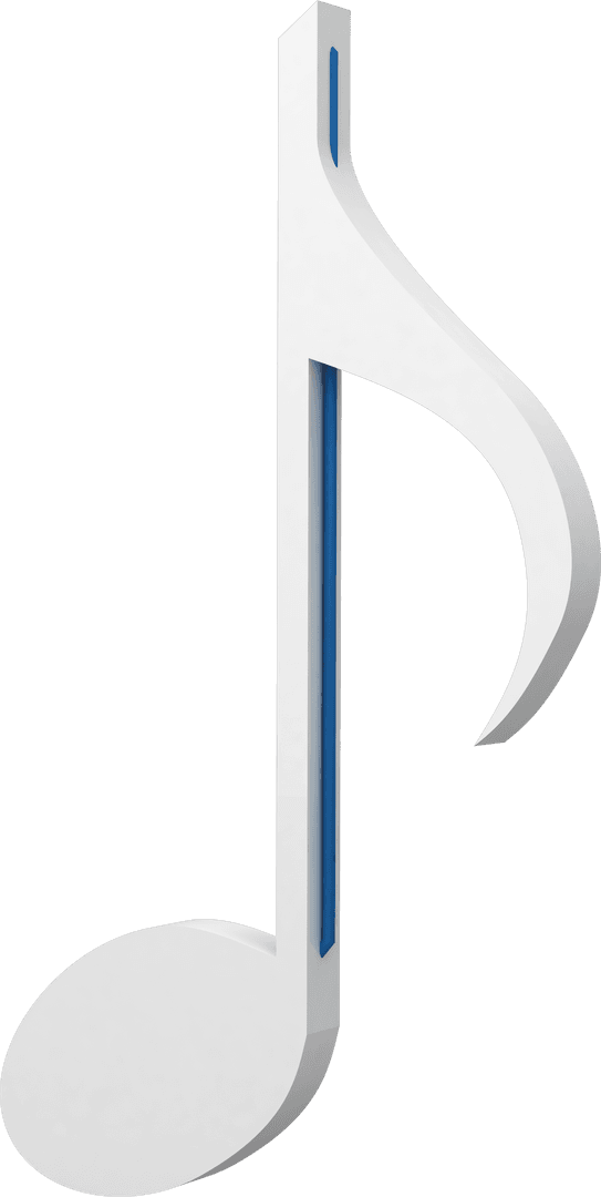 Transparent 3D Render of Quaver Music Note with Blue Accent