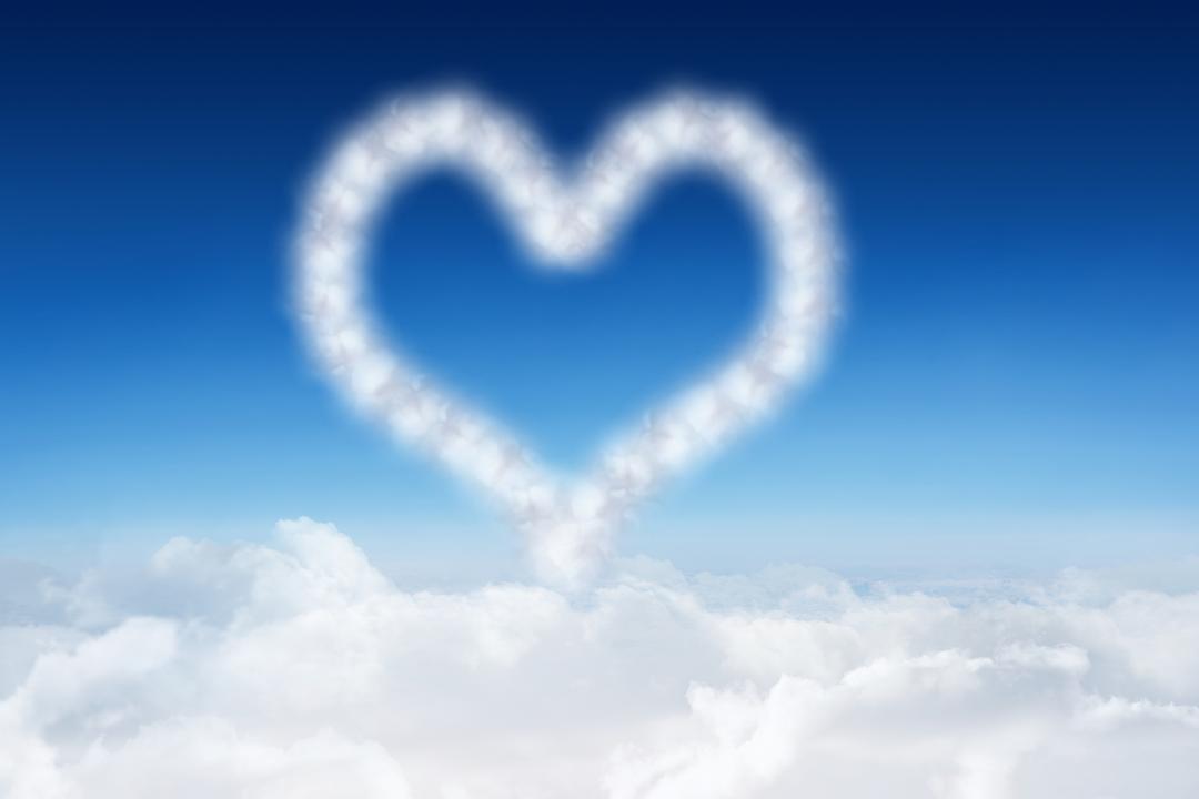 Heart-Shaped Cloud in Blue Sky Over Fluffy Clouds - Free Images, Stock Photos and Pictures on Pikwizard.com