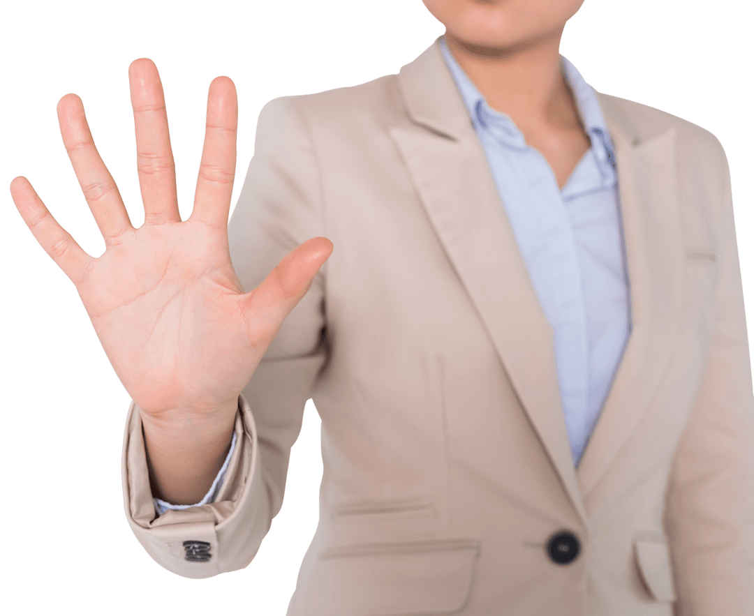 Transparent Background Asian Businesswoman Showing Stop Gesture
