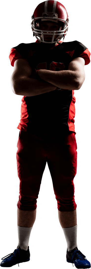 Young American Football Player on Transparent Background