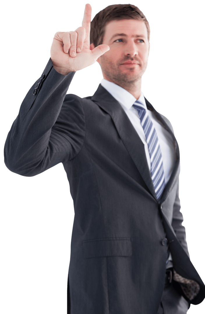 Transparent Businessman Pointing Forward