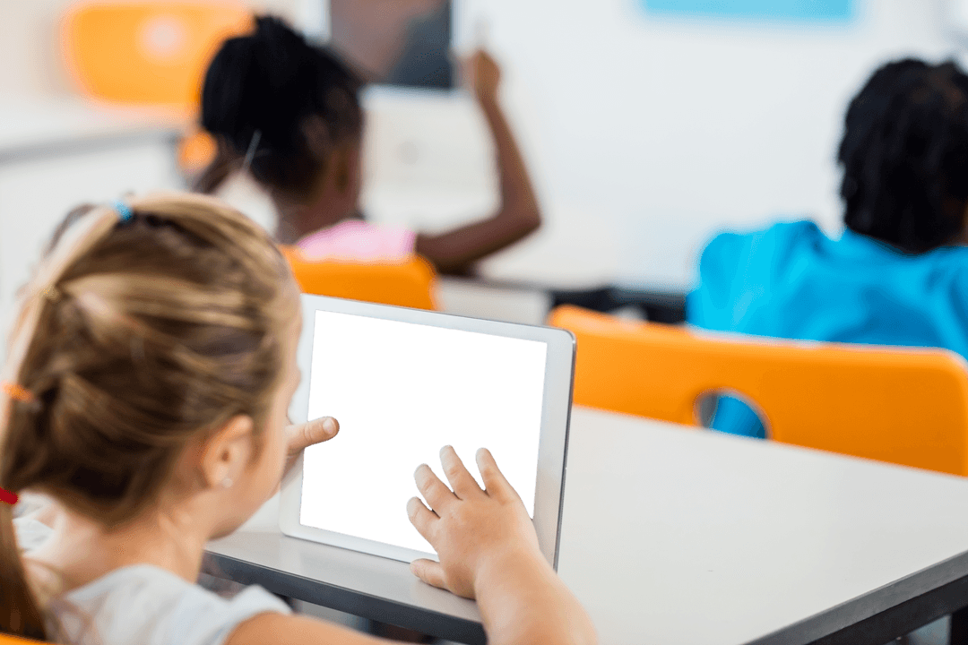 Transparent Tablet Screen in Classroom Learning Environment