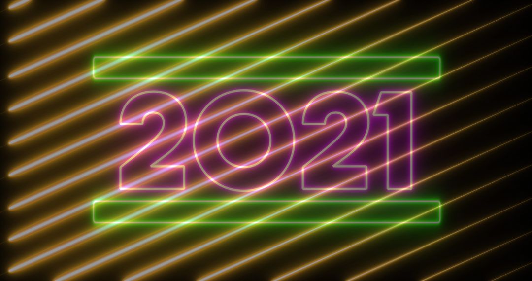 Neon 2021 with Moving Gold Lines on Black