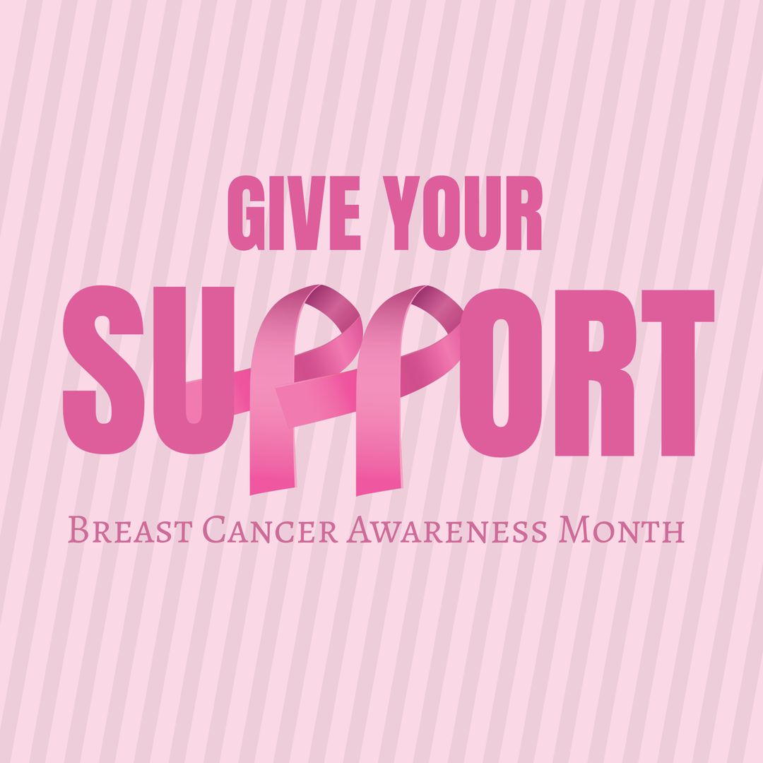 Breast Cancer Awareness Month Support Poster with Pink Ribbon - Download Free Stock Templates Pikwizard.com