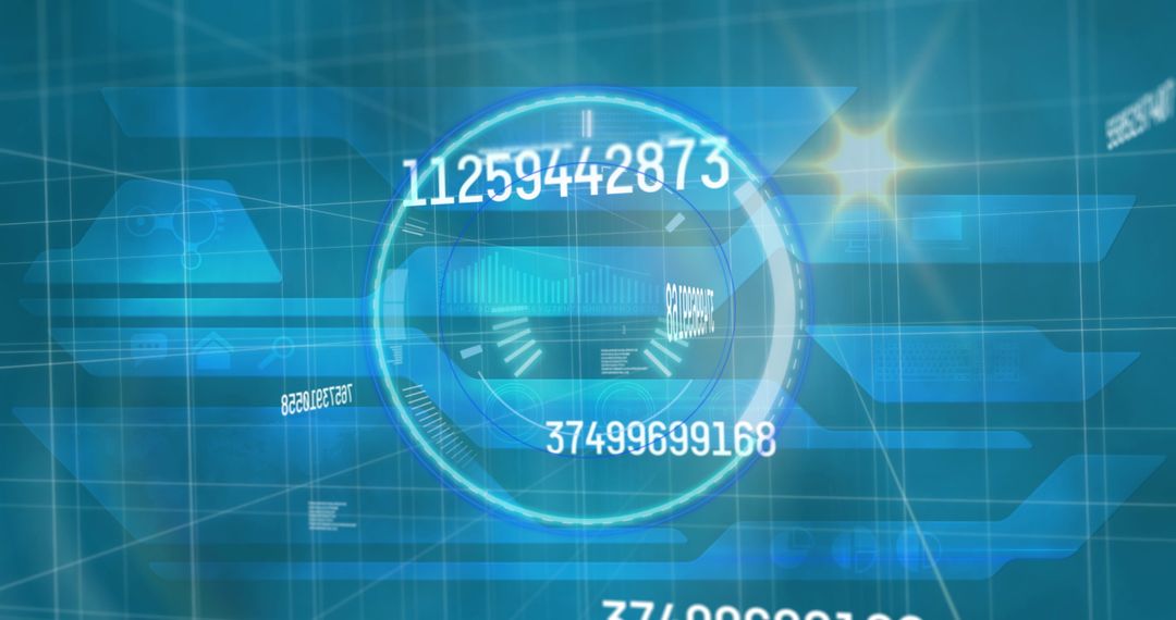 Futuristic Digital Interface with Scanning and Changing Numbers