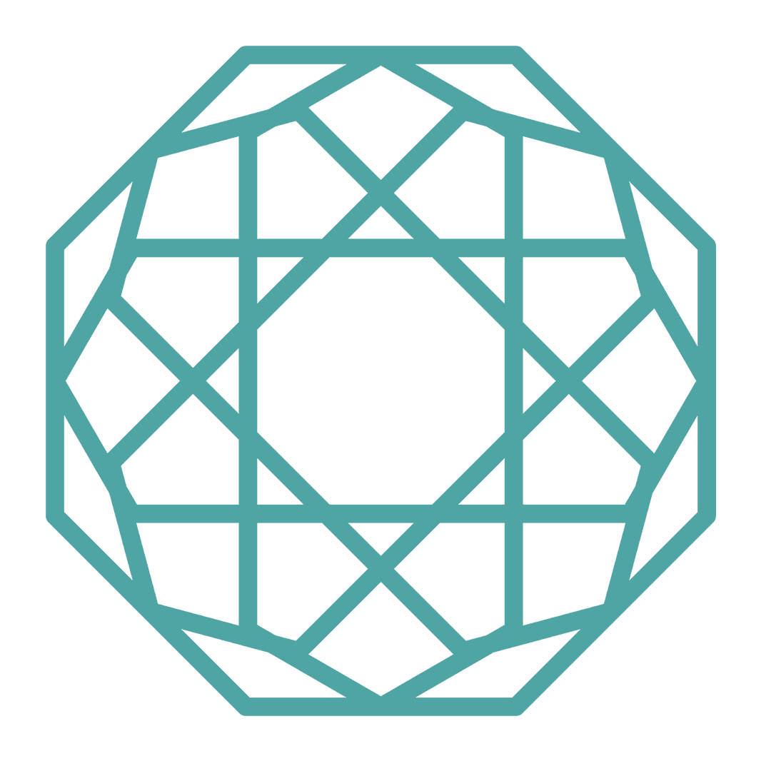 Geometric Blue Cut Gemstone Pattern on Transparent Background