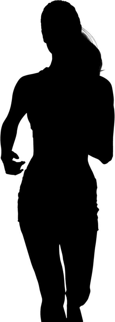 Female Runner Silhouette Digital Art on Transparent Background