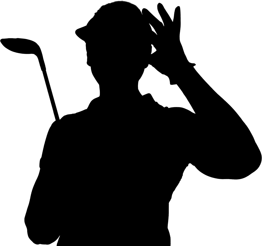 Transparent Silhouette of Golfer with Club on Clear Background