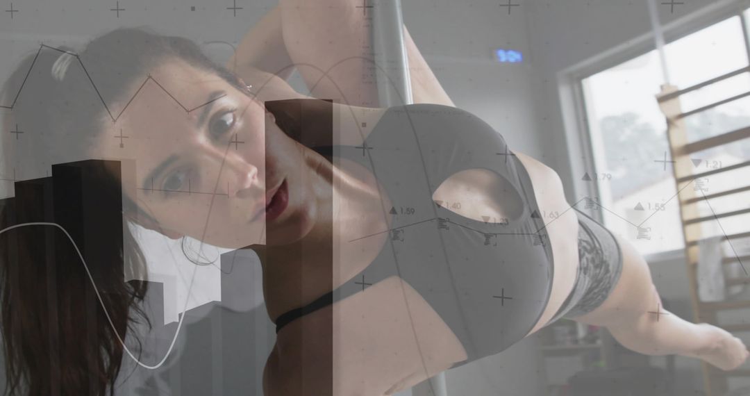 Elegant Pole Fitness Routine in Sunlit Dance Studio