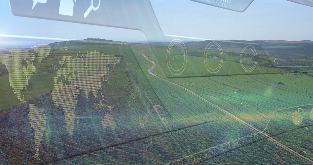 Green Agriculture Views with Futuristic Data Overlay