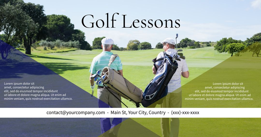 Two Men Attending Golf Lessons on Beautiful Sunny Day - Download Free Stock Templates Pikwizard.com