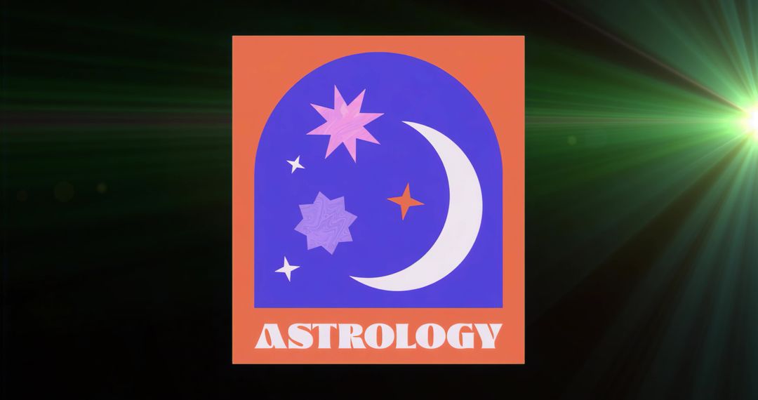 Vibrant Astrological Design with Crescent Moon and Stars