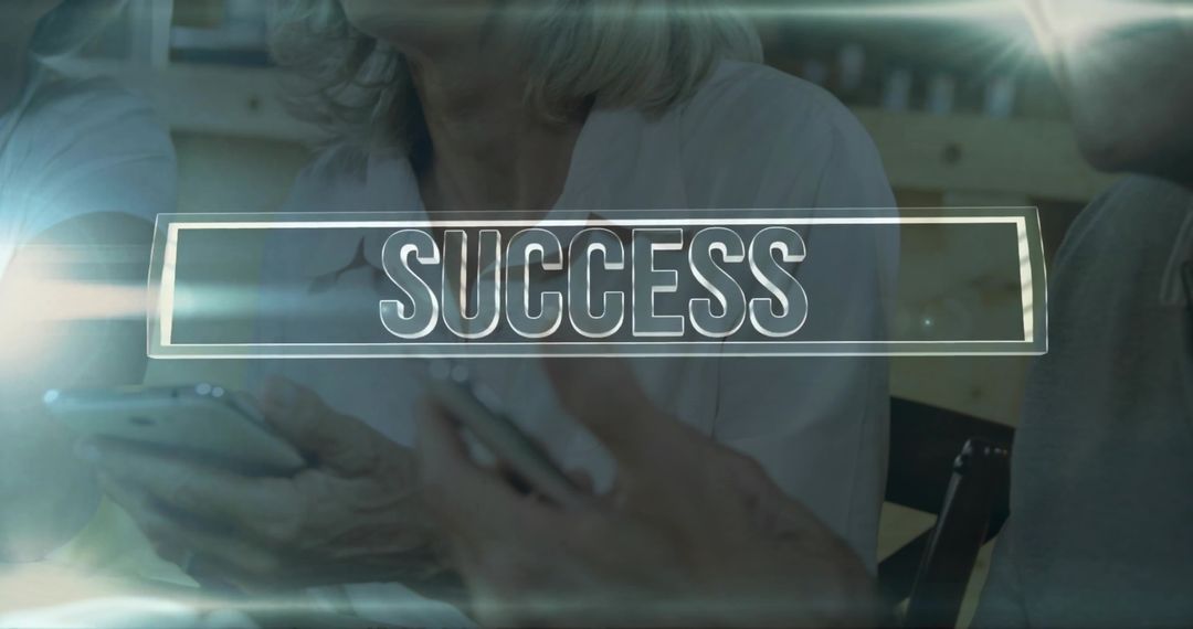 Senior Group Using Smartphones in Coffeehouse with SUCCESS Overlay for Digital Inclusion