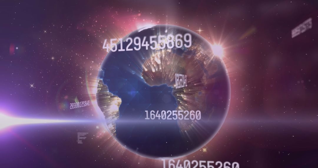 Globe Emitting Numeric Codes in Cosmic Digital Visualization