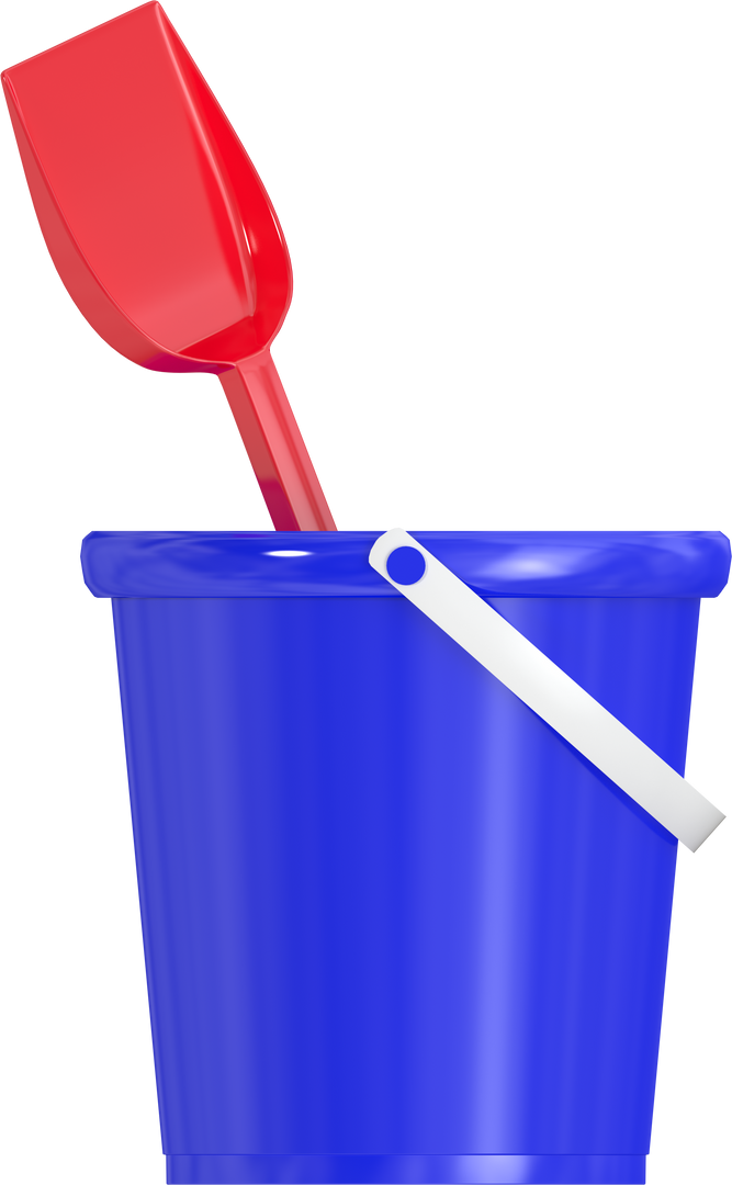 Close-up of Blue Bucket with Red Shovel on Transparent Background - Download Free Stock Images Pikwizard.com