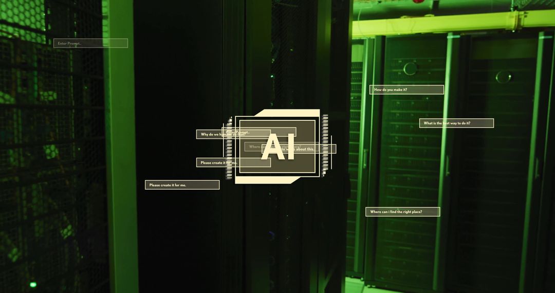 AI Technology and Data Processing in Modern Server Room