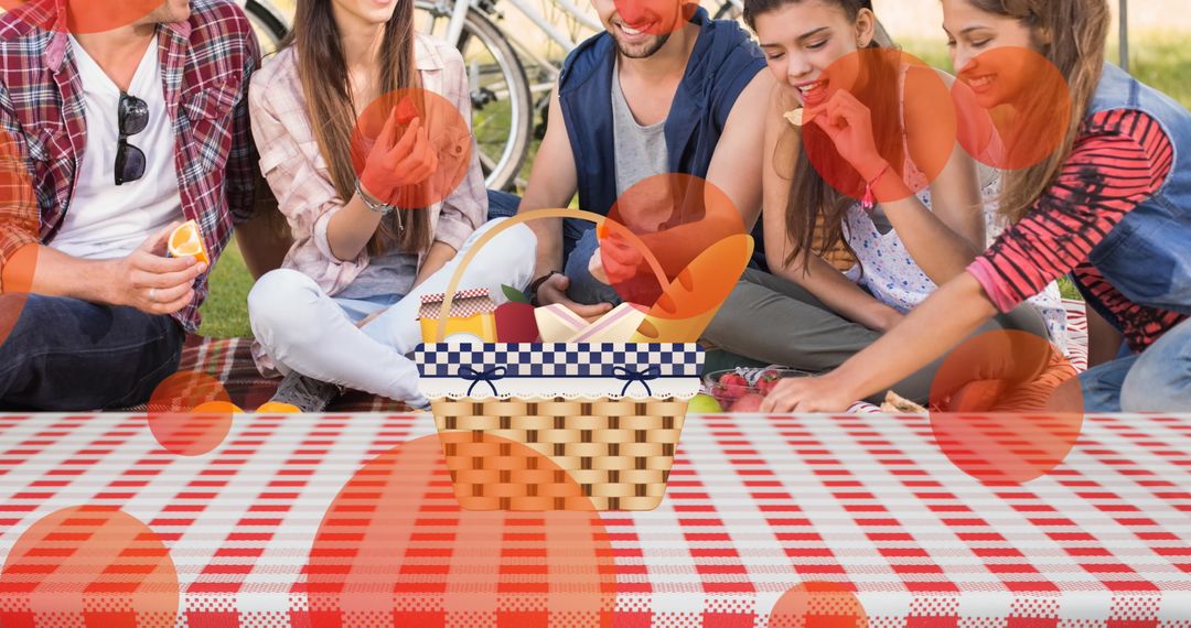 Vibrant Picnic with Diverse Friends and Basket in Park