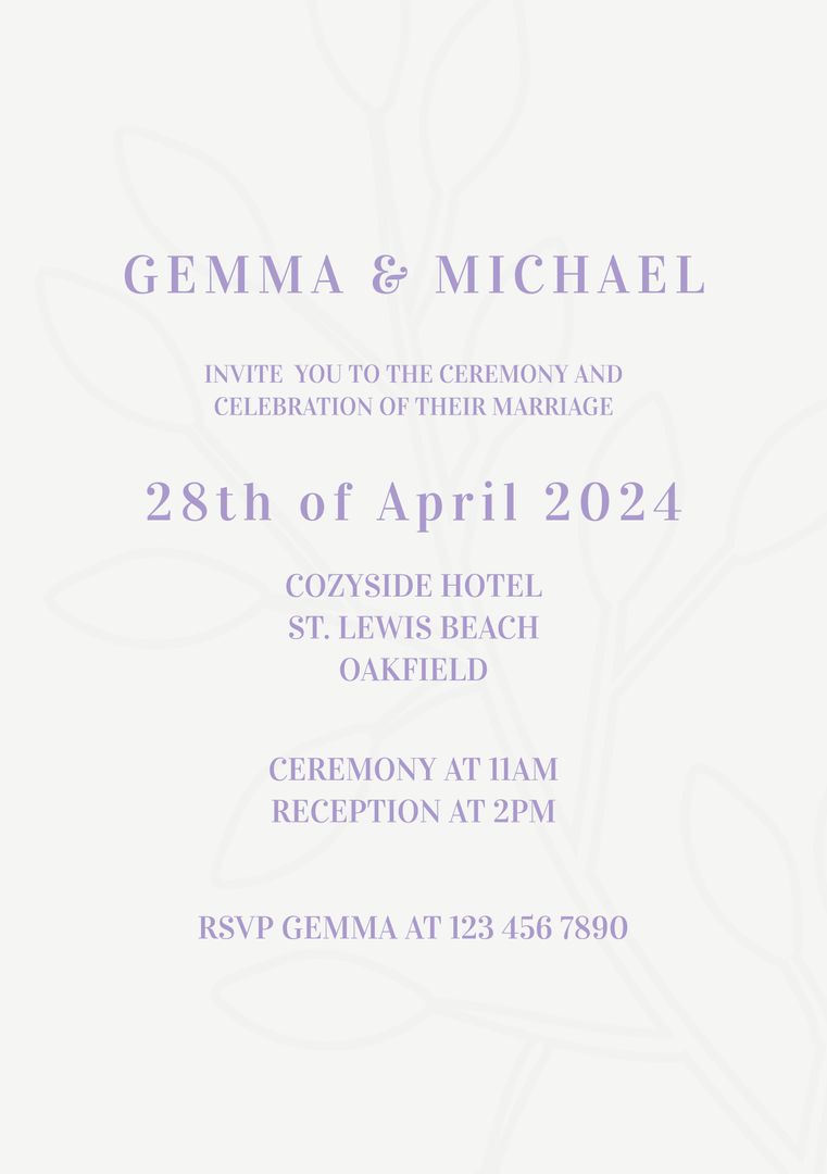 Elegant Floral Wedding Invitation with Subtle Details - Download Free Stock Templates Pikwizard.com
