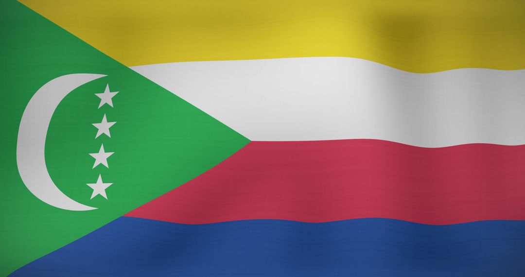 Waving Comoros Flag with Vibrant Colors