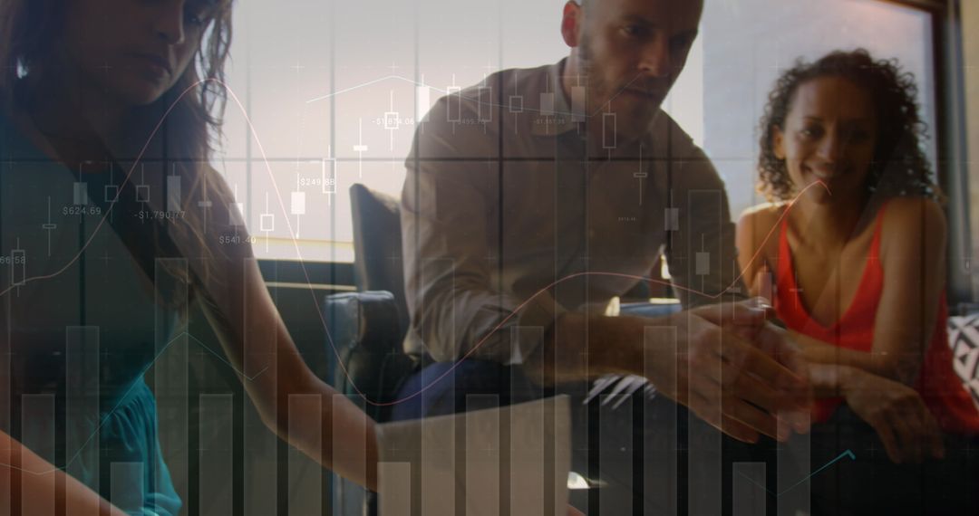 Business Team Collaborating with Digital Data Graphs