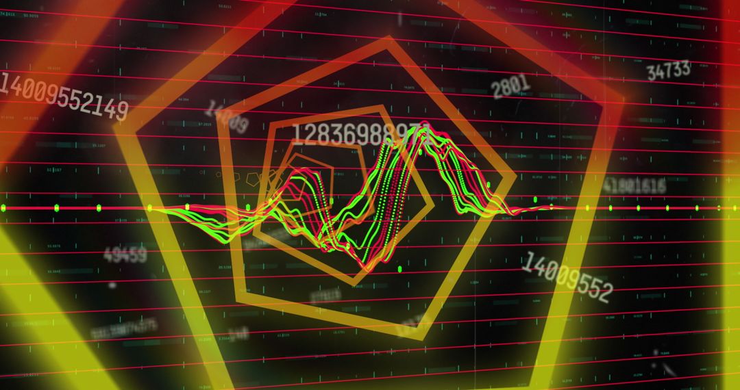 Neon Hexagonal Tunnel with Dynamic Data Visualization