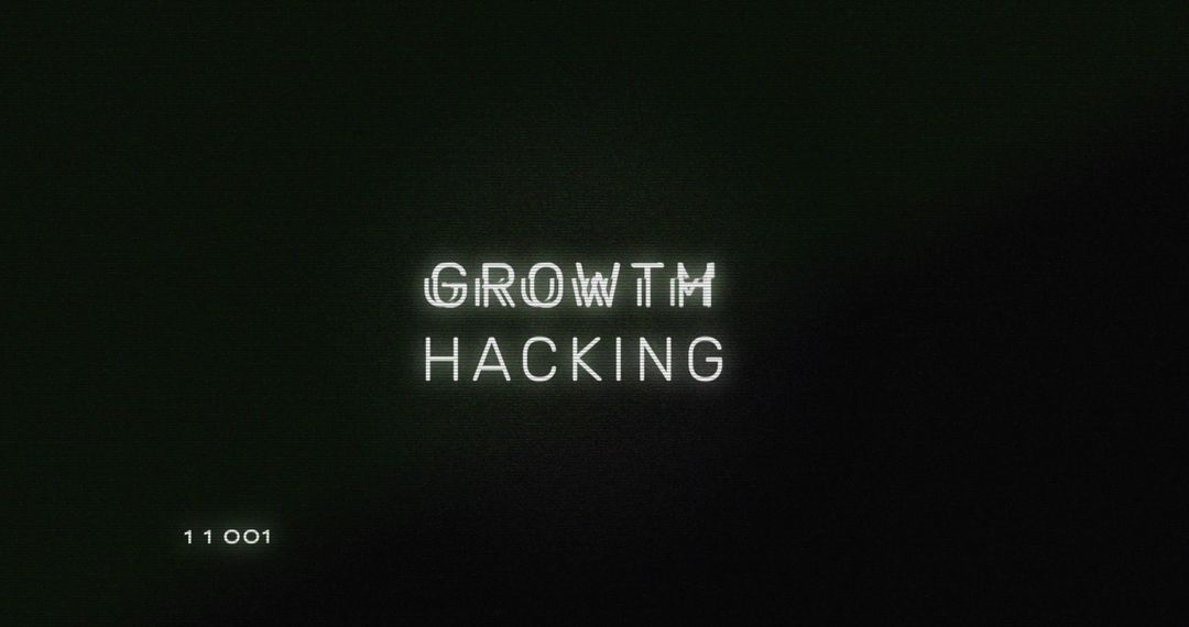 Glitchy Growth Hacking Text with Cyber Scanlines, Green Noise and Retro Computer Vibe