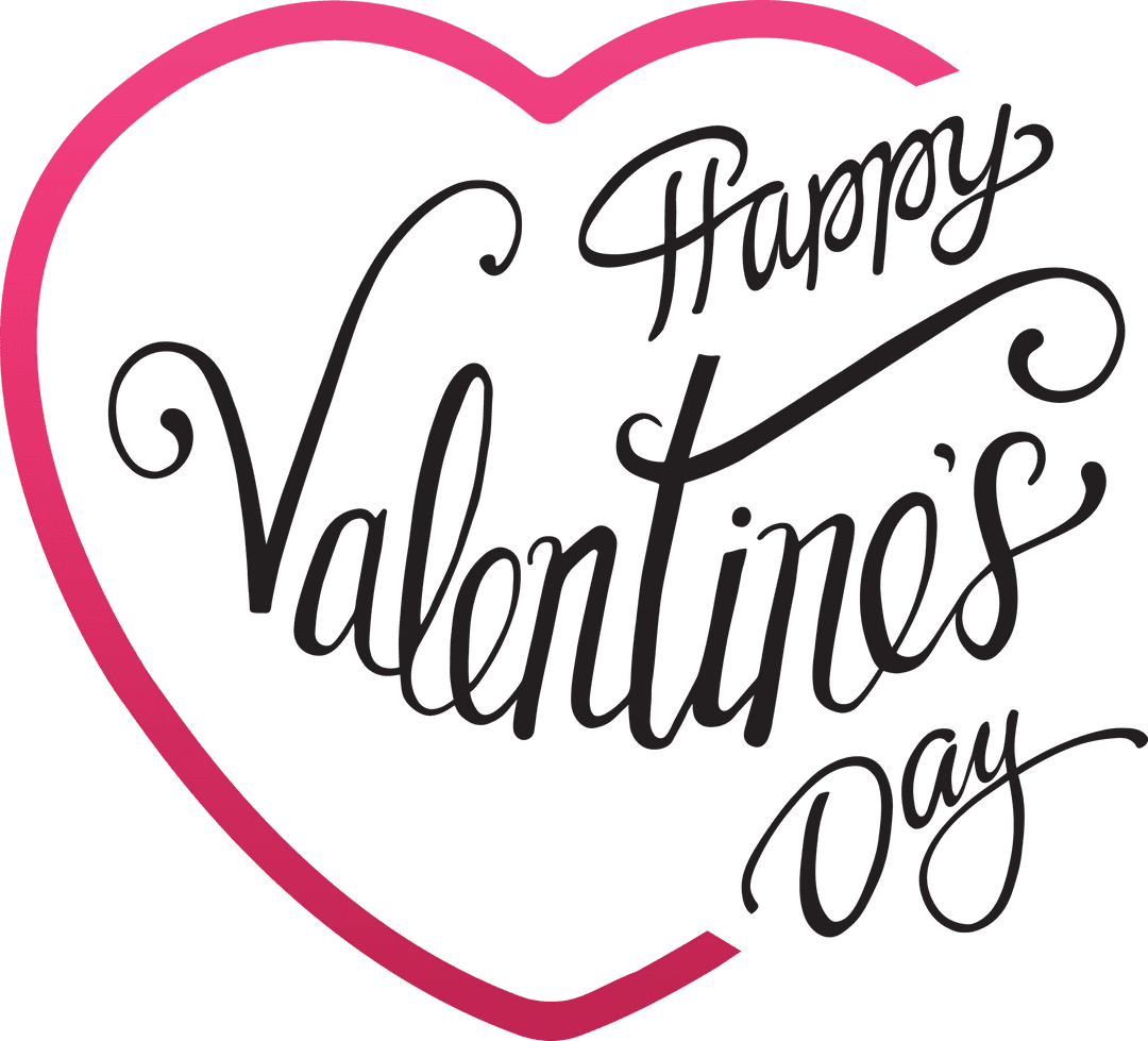 Elegant Happy Valentines Day Typography on Transparent Background