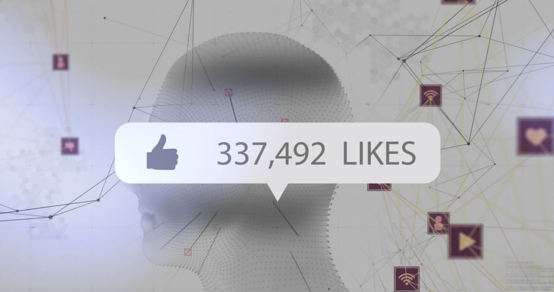 Digital Network and Social Media Influence with Abstract Human Head