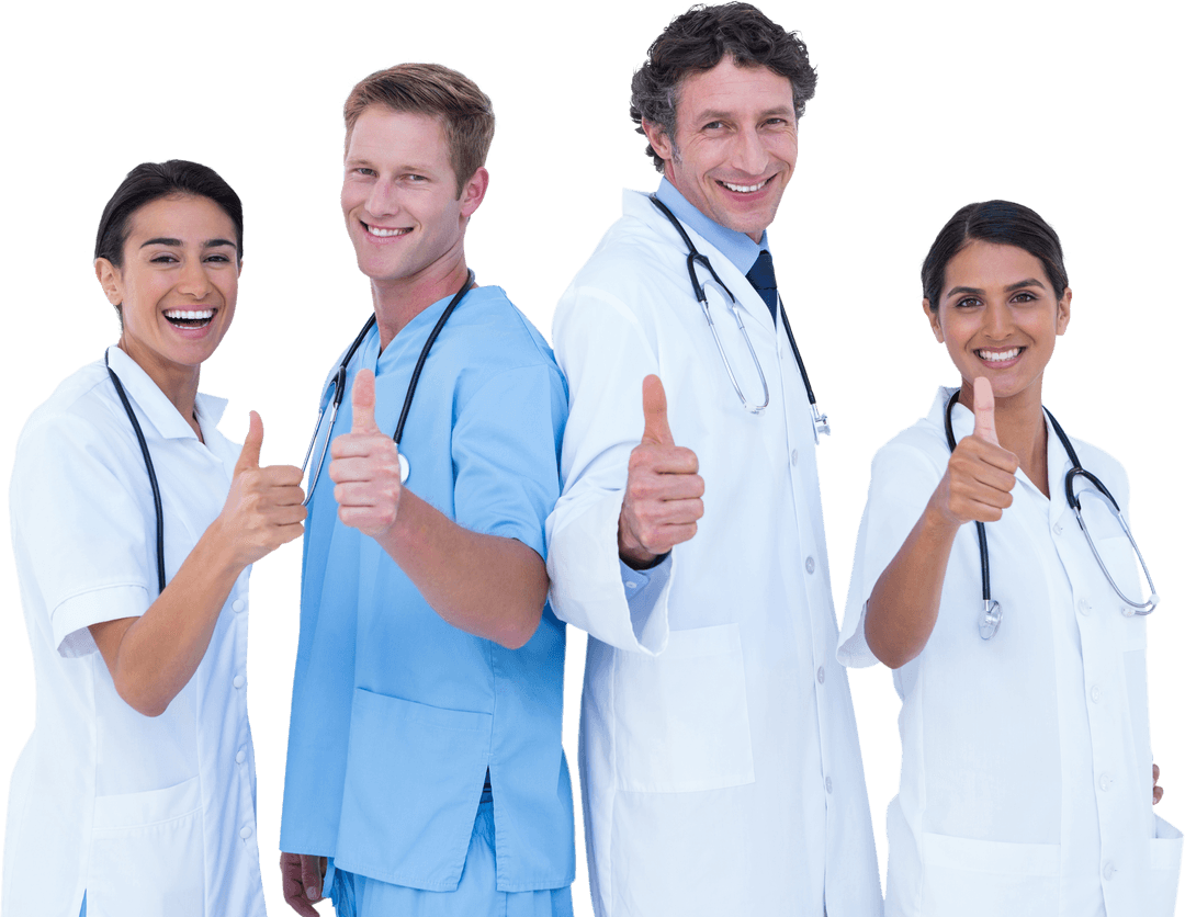 Transparent Smiling Medical Team Giving Thumbs Up