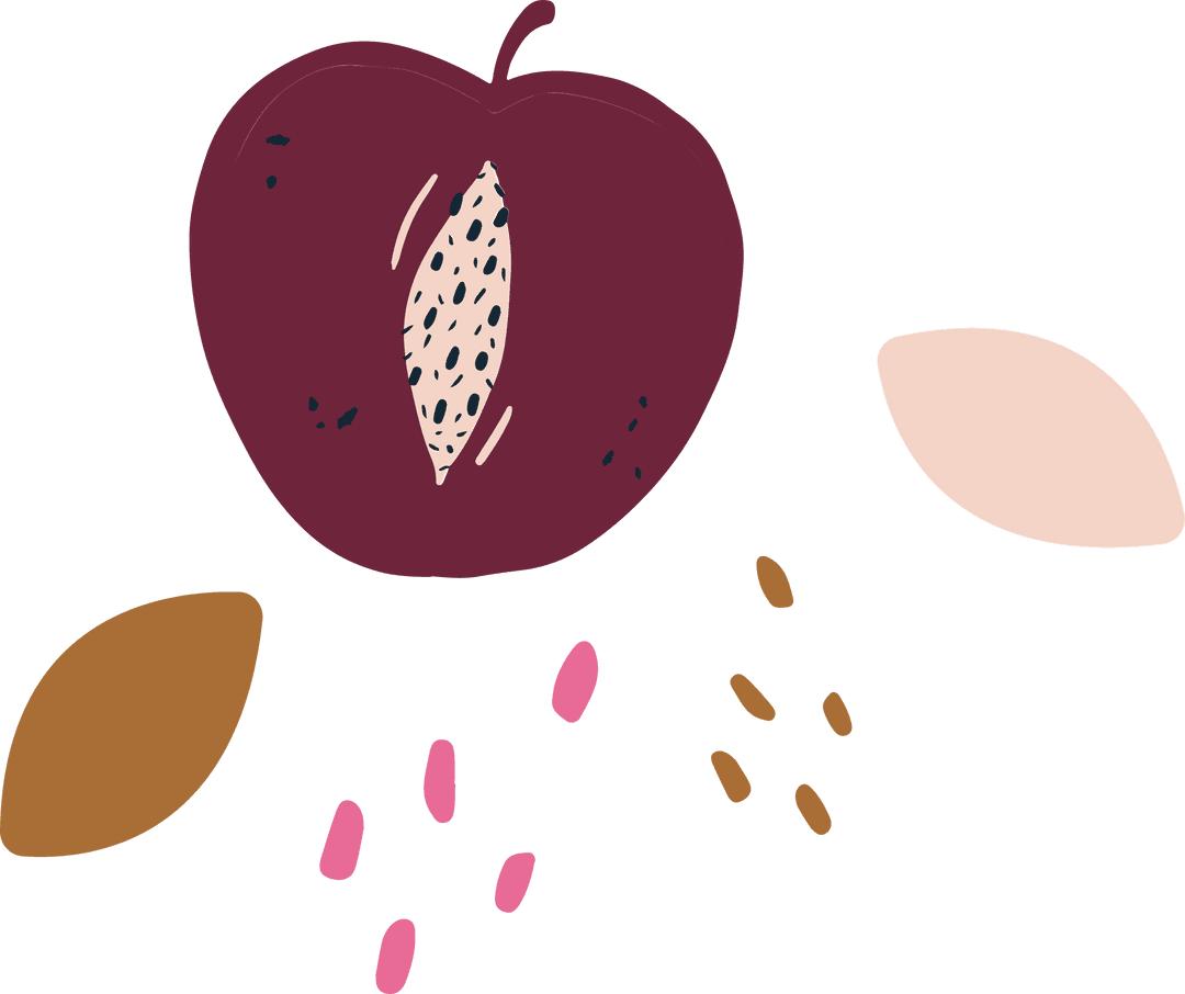 Flat Design Purple Plum Illustrating Natural Botanical Elements