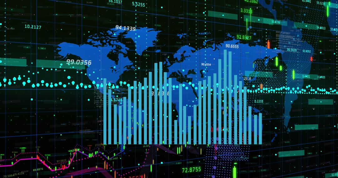 Global Finance Analysis with Digital Interface Overlay